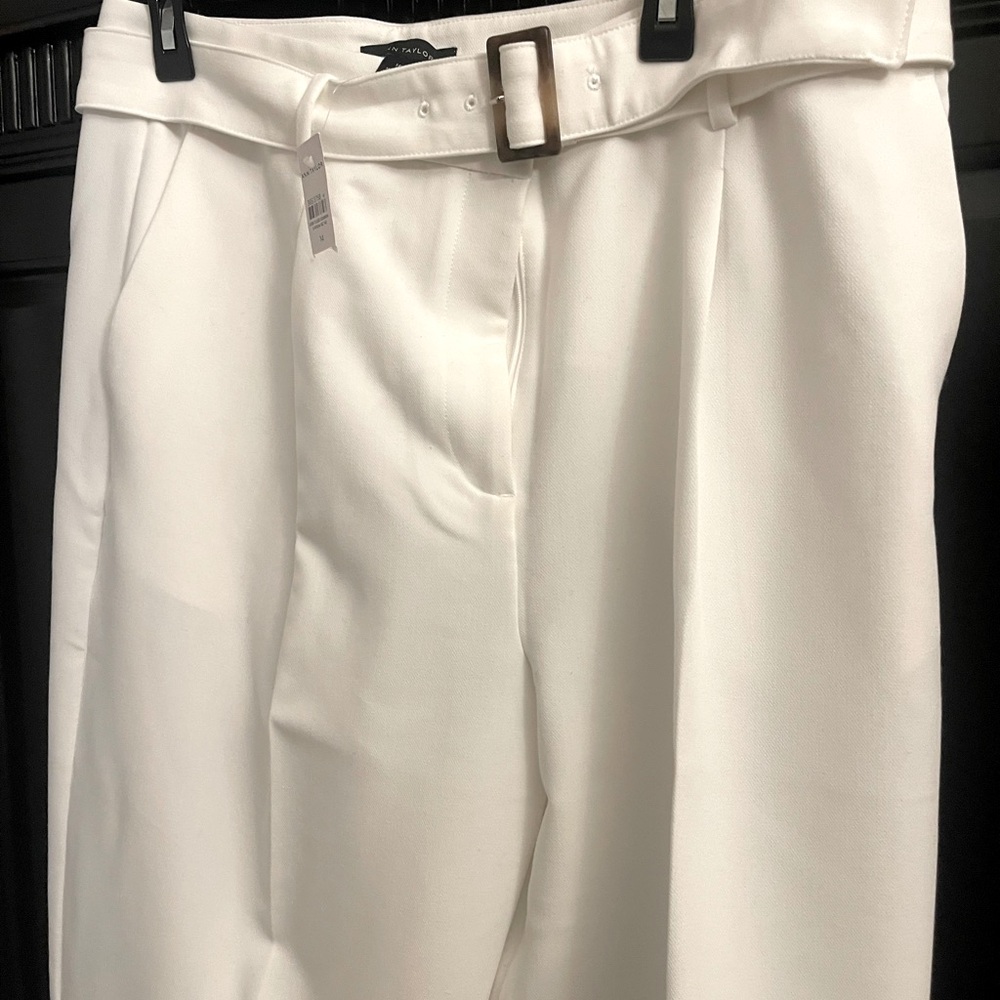 Ann Taylor White Pleated Trousers for all Occasions